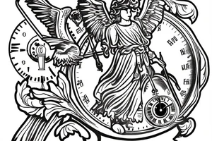 st Michael with a scale and clock tattoo idea