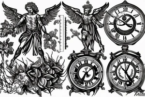st Michael with a scale and clock tattoo idea