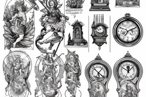 st Michael with a scale and clock tattoo idea