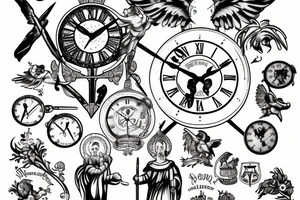 st Michael with a scale and clock tattoo idea