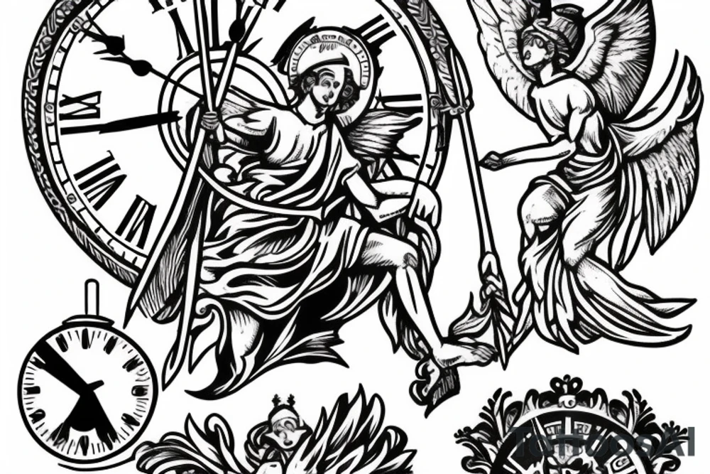 st Michael with a scale and clock tattoo idea