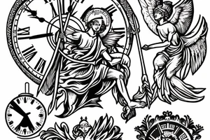 st Michael with a scale and clock tattoo idea