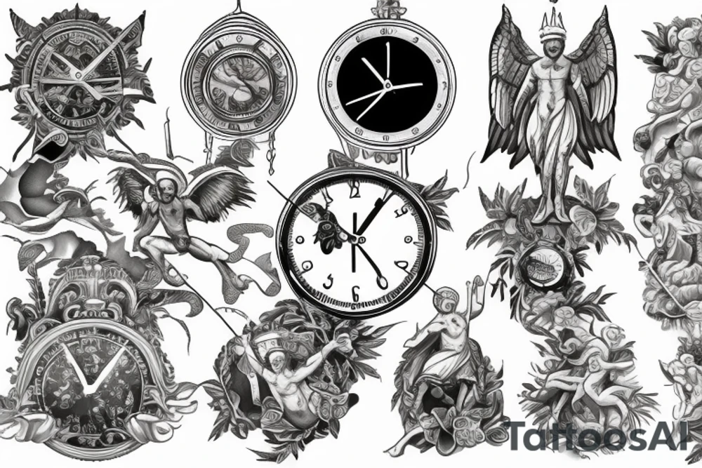 st Michael with a scale and clock tattoo idea