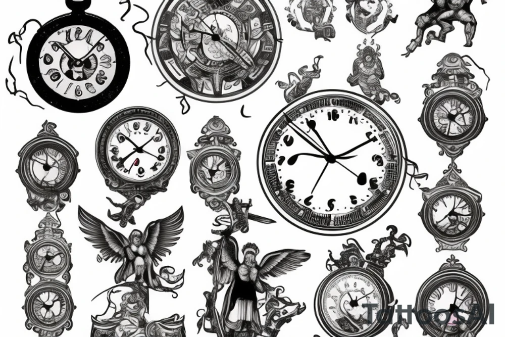 st Michael with a scale and clock tattoo idea