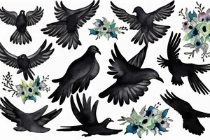 A dove and a raven fighting mid-air tattoo idea