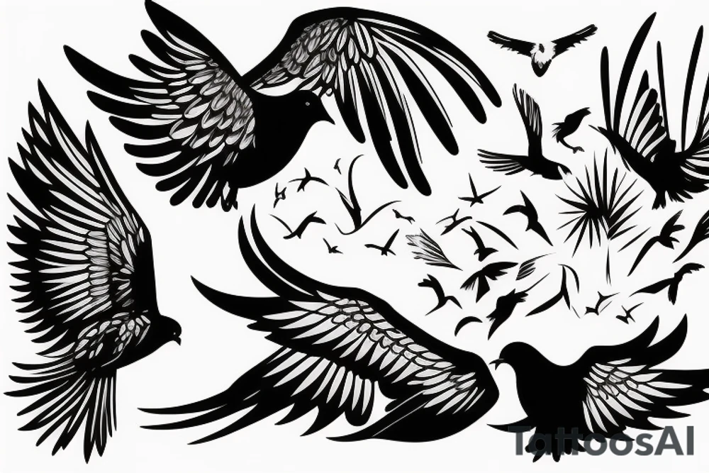 A dove and a raven fighting mid-air tattoo idea