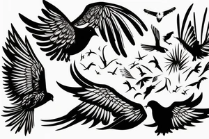 A dove and a raven fighting mid-air tattoo idea