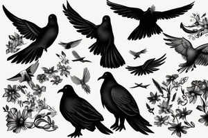 A dove and a raven fighting mid-air tattoo idea
