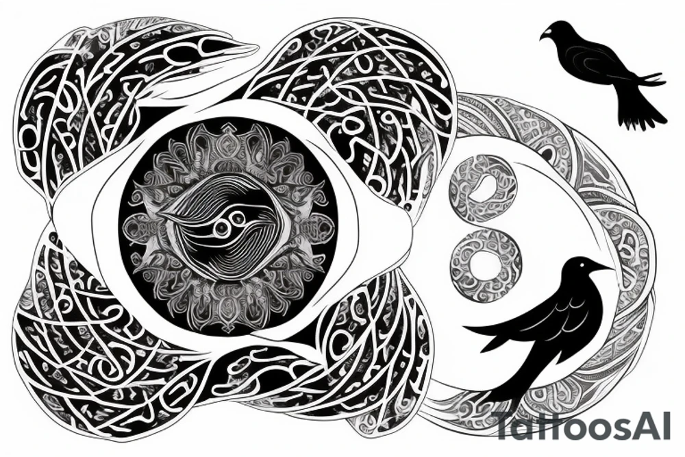A dove and a raven flying in spiral, like the yin and yang tattoo idea