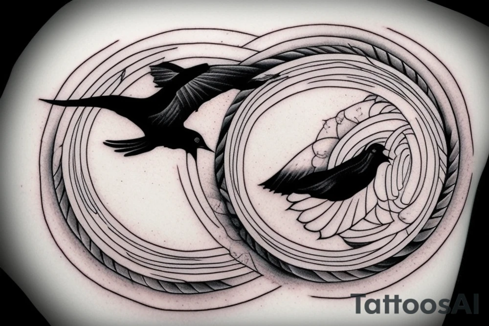 A dove and a raven flying in spiral, like the yin and yang tattoo idea
