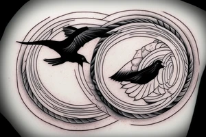 A dove and a raven flying in spiral, like the yin and yang tattoo idea