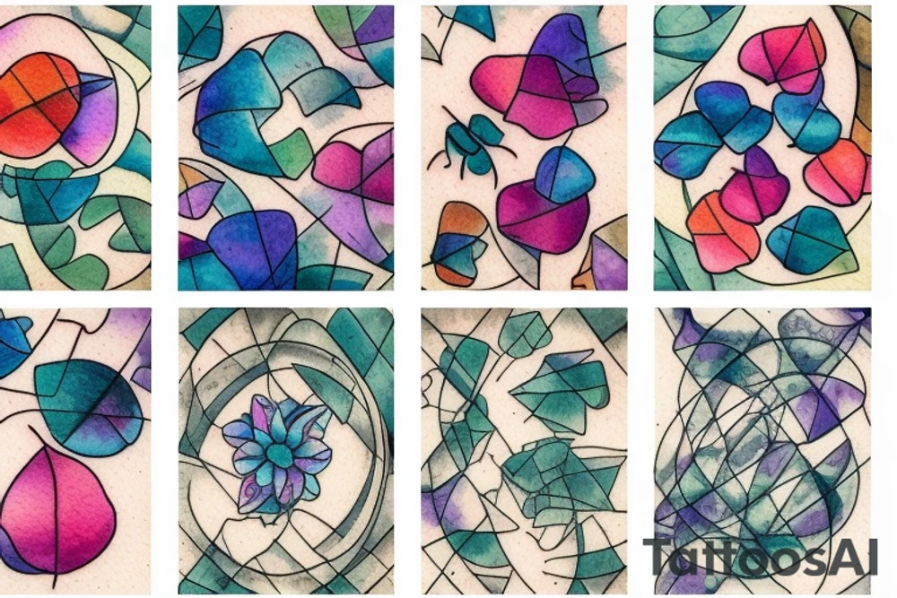 Small three primary faded watercolors of three circles or three flower petals tattoo idea