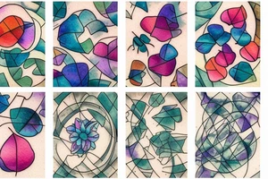 Small three primary faded watercolors of three circles or three flower petals tattoo idea