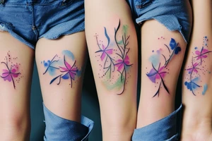 Small three primary faded watercolors of three circles or three flower petals tattoo idea