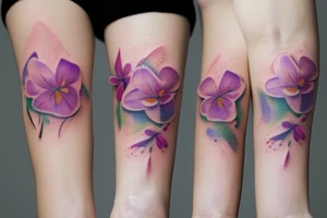 Small three primary faded watercolors of three circles or three flower petals tattoo idea