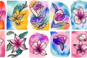 Small three primary faded watercolors of three circles or three flower petals tattoo idea