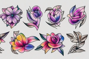 Small three primary faded watercolors of three circles or three flower petals tattoo idea
