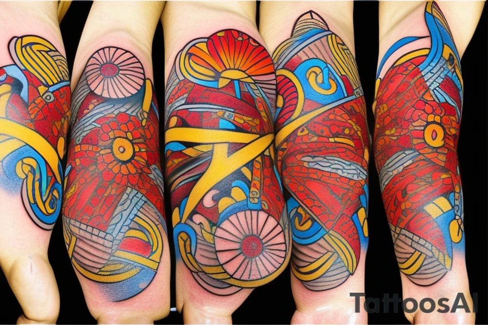 Small three primary colors of three circles or three flower petals tattoo idea