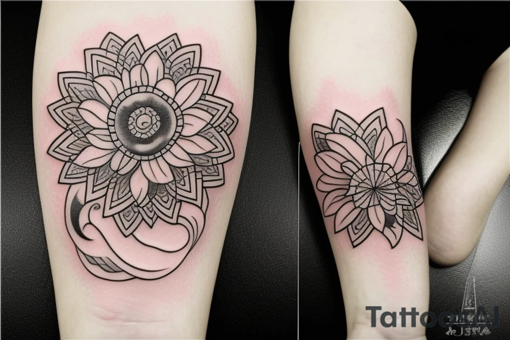 Small three primary colors of three circles or three flower petals tattoo idea