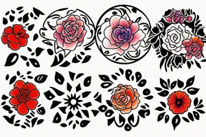 Small three primary colors of three circles or three flower petals tattoo idea