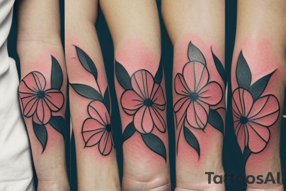 Small three primary colors of three circles or three flower petals tattoo idea