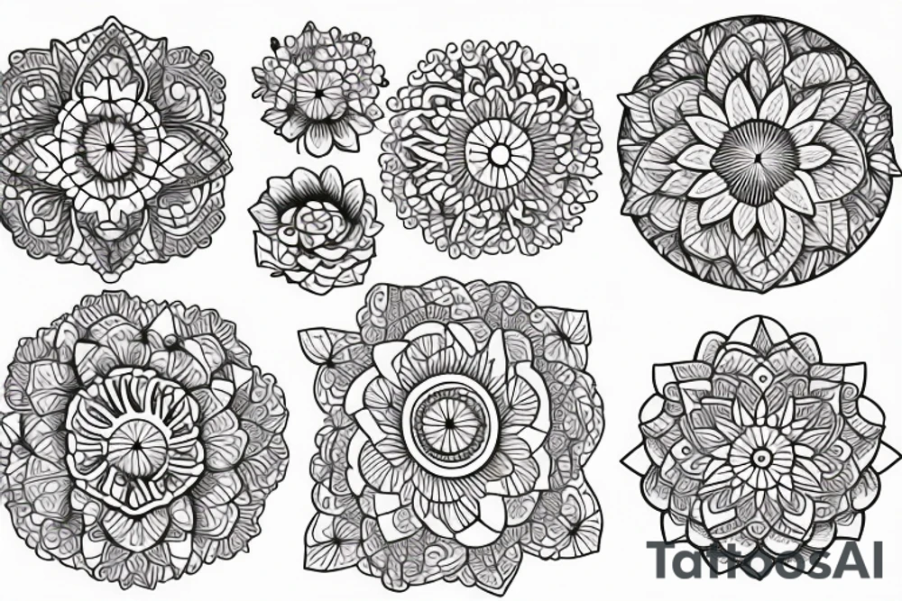 Small three primary colors of three circles or three flower petals tattoo idea