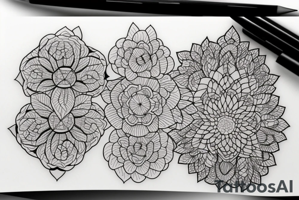 Small three primary colors of three circles or three flower petals tattoo idea