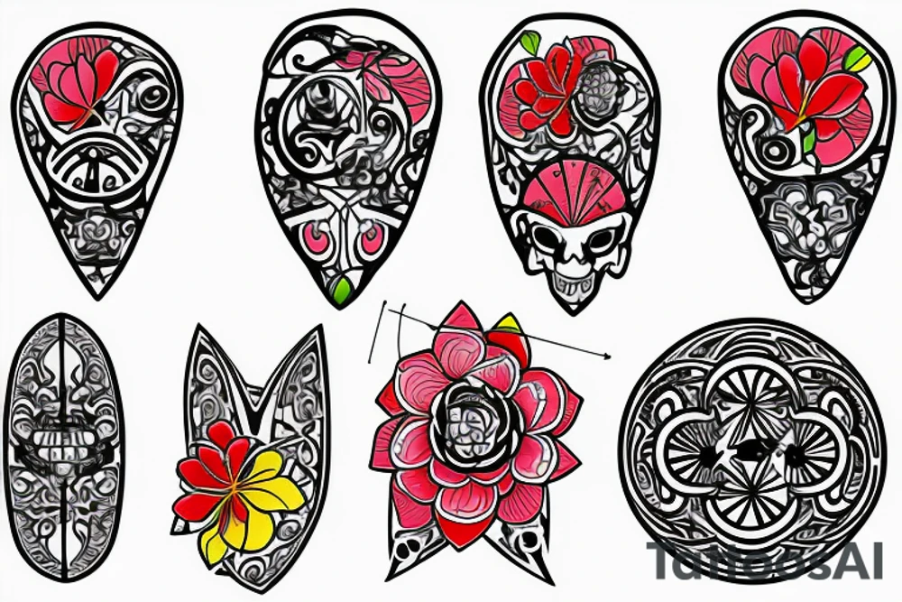 Small three primary colors of three circles or three flower petals tattoo idea