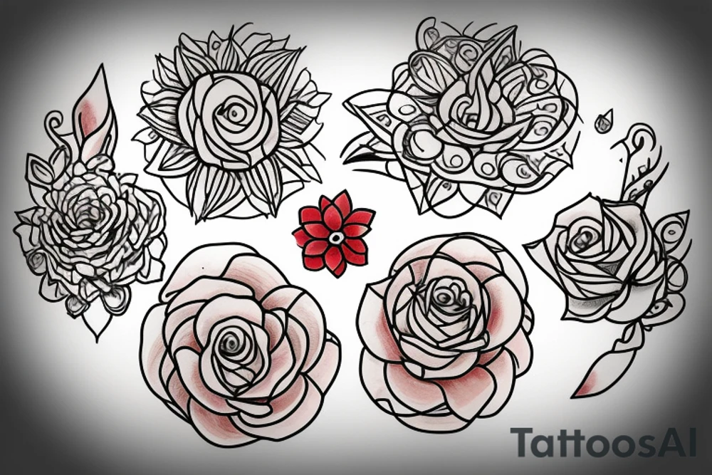 Small three primary colors of three circles or three flower petals tattoo idea