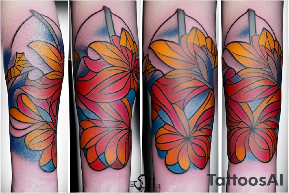 Small three primary colors of three circles or three flower petals tattoo idea