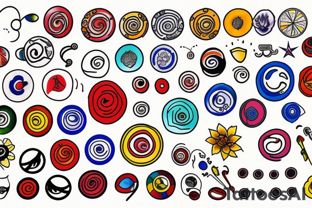 Small three primary colors of three circles tattoo idea