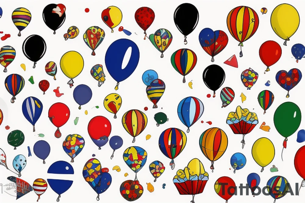 Small three primary colors of three balloons tattoo idea