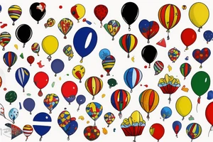 Small three primary colors of three balloons tattoo idea