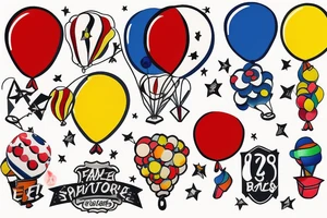 Small three primary colors of three balloons tattoo idea
