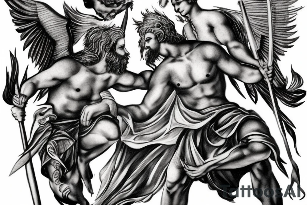 greek gods fighting tattoo idea