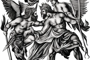 greek gods fighting tattoo idea