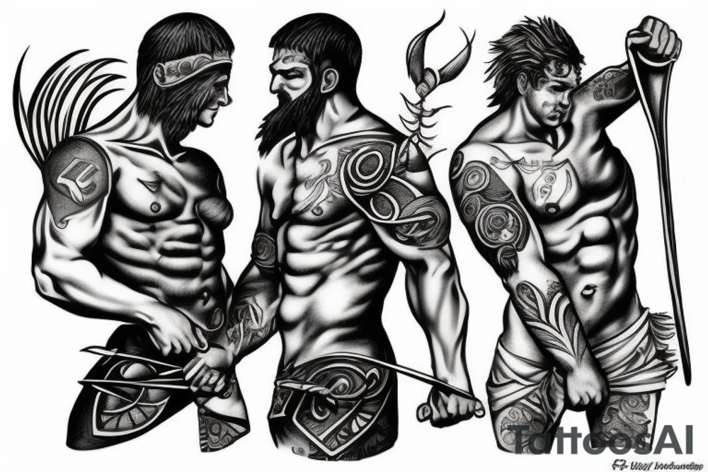 greek gods fighting each other tattoo idea