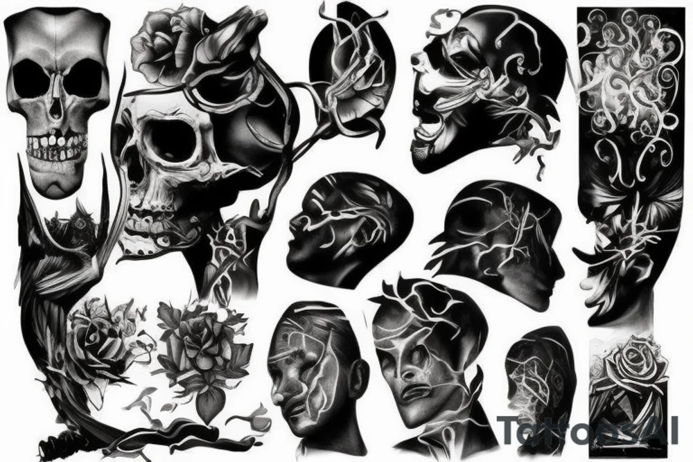 black surrealism tattoo idea