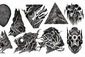 Mountains and trees, influenced by technology tattoo idea