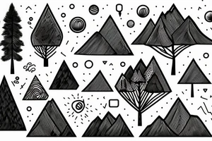 Mountains and trees, influenced by technology tattoo idea