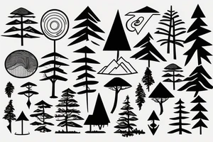 Mountains and trees, influenced by technology tattoo idea