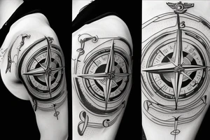 pirate ship, compass, ocean tattoo idea
