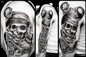 pirate ship, ocean tattoo idea