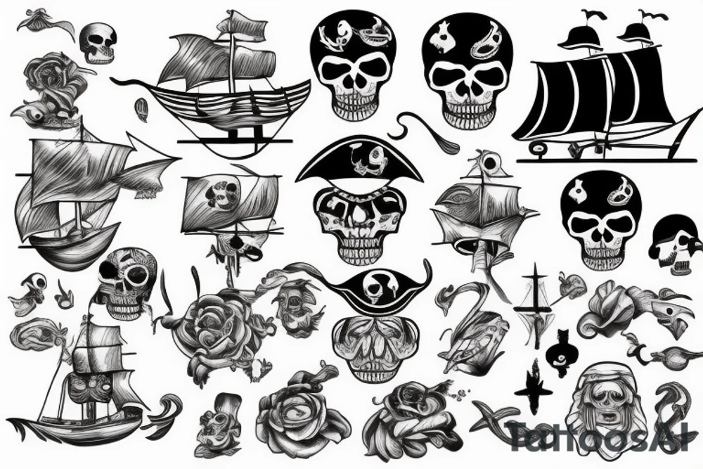 pirate ship, ocean tattoo idea