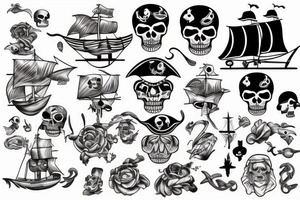 pirate ship, ocean tattoo idea