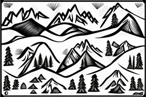 Mountains and trees, taken over by microchips tattoo idea