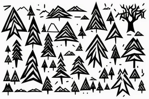 Mountains and trees, taken over by microchips tattoo idea