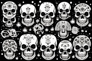 skulls with space between each skull tattoo idea