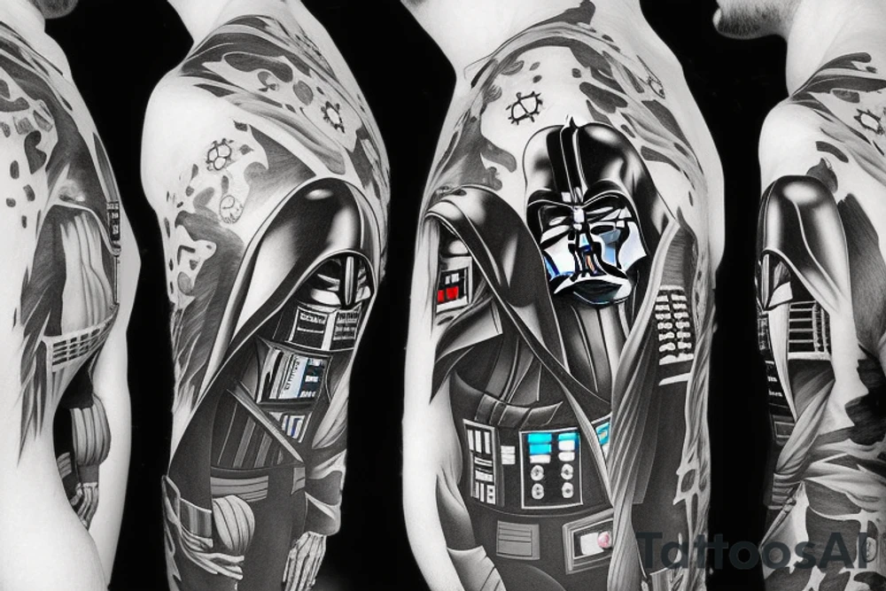 darth vader with white space between each head tattoo idea darth vader with white space between each head tattoo idea