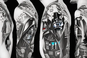 darth vader with white space between each head tattoo idea
